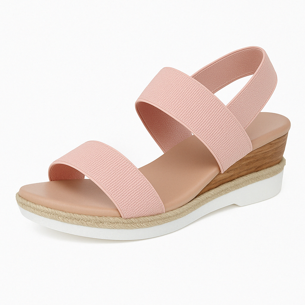 Dames Sleehak Sandalen met Elastische Band en Jute Rand Comfortzool en Verhoogde Hiel