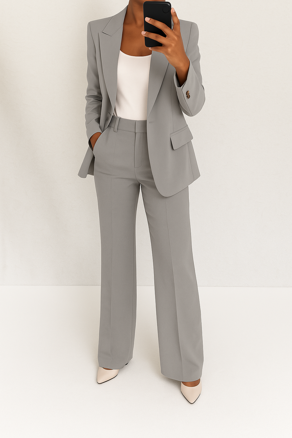 Stijlvol damespak met elegant jasje en comfortabele broek – perfecte tweedelige outfit voor werk, events en dagelijks gebruik