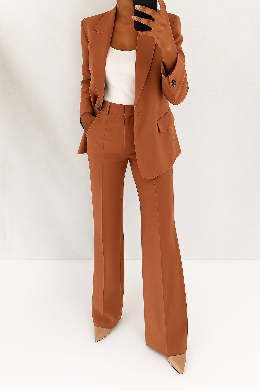 Stijlvol damespak met elegant jasje en comfortabele broek – perfecte tweedelige outfit voor werk, events en dagelijks gebruik