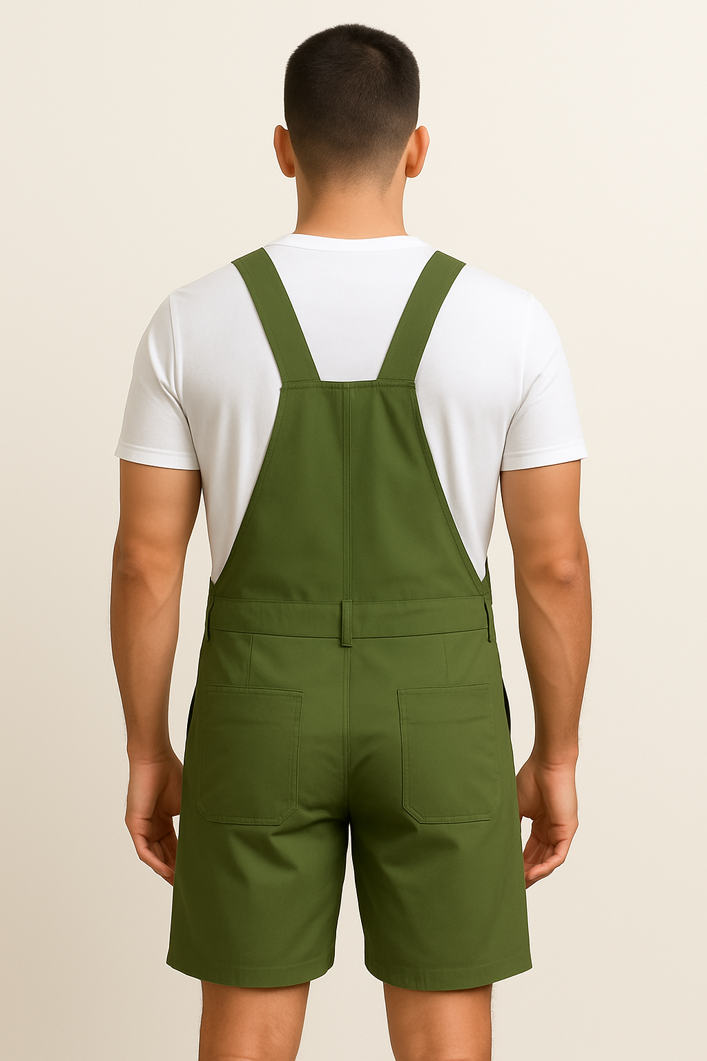 Heren Korte Tuinbroek met Verstelbare Bretels Casual Zomershort met Steekzakken en Borstzak