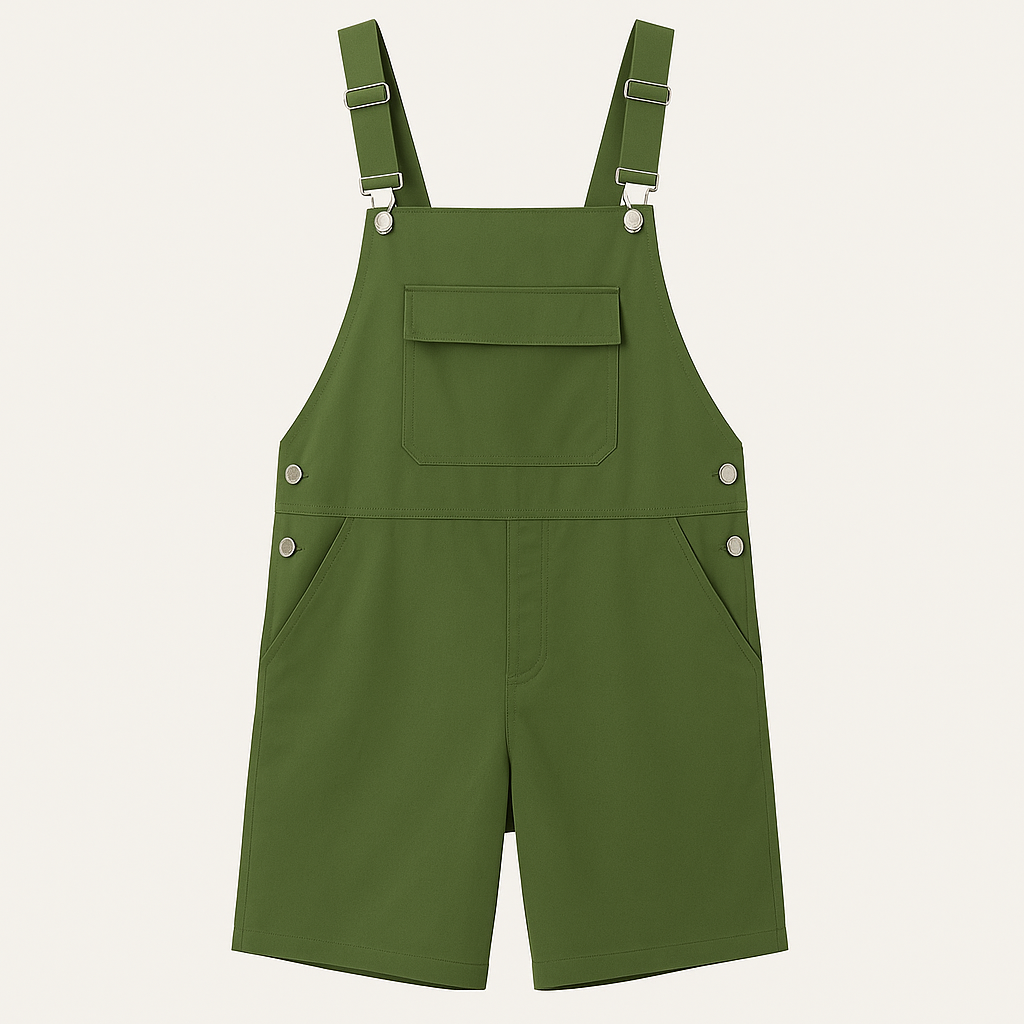 Heren Korte Tuinbroek met Verstelbare Bretels Casual Zomershort met Steekzakken en Borstzak