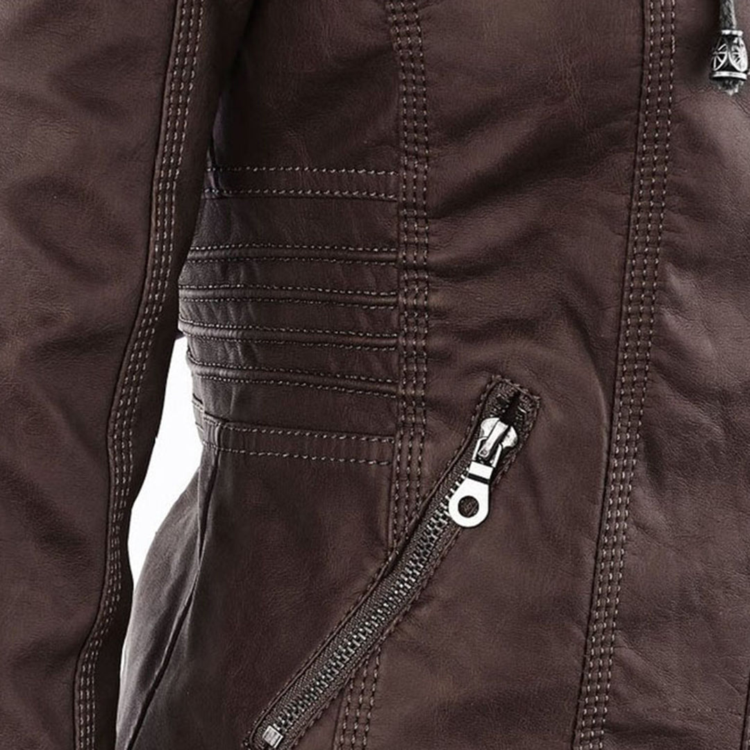 Dames leren jas met capuchon en ritssluiting in diverse kleuren – stijlvolle getailleerde bikerlook voor herfst en winter