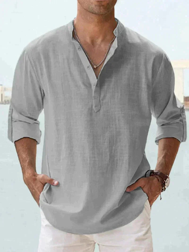 Heren linnen overhemd met lange mouwen in diverse kleuren luchtig casual shirt voor zomer en vakantie