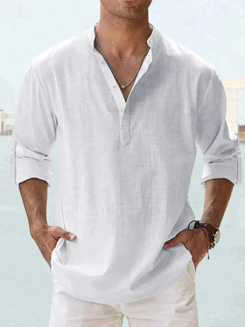 Heren linnen overhemd met lange mouwen in diverse kleuren luchtig casual shirt voor zomer en vakantie