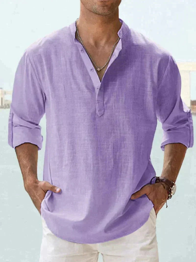 Heren linnen overhemd met lange mouwen in diverse kleuren luchtig casual shirt voor zomer en vakantie