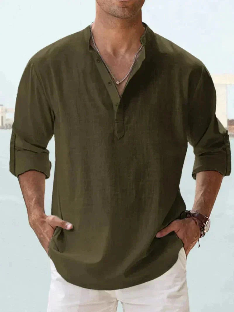 Heren linnen overhemd met lange mouwen in diverse kleuren luchtig casual shirt voor zomer en vakantie