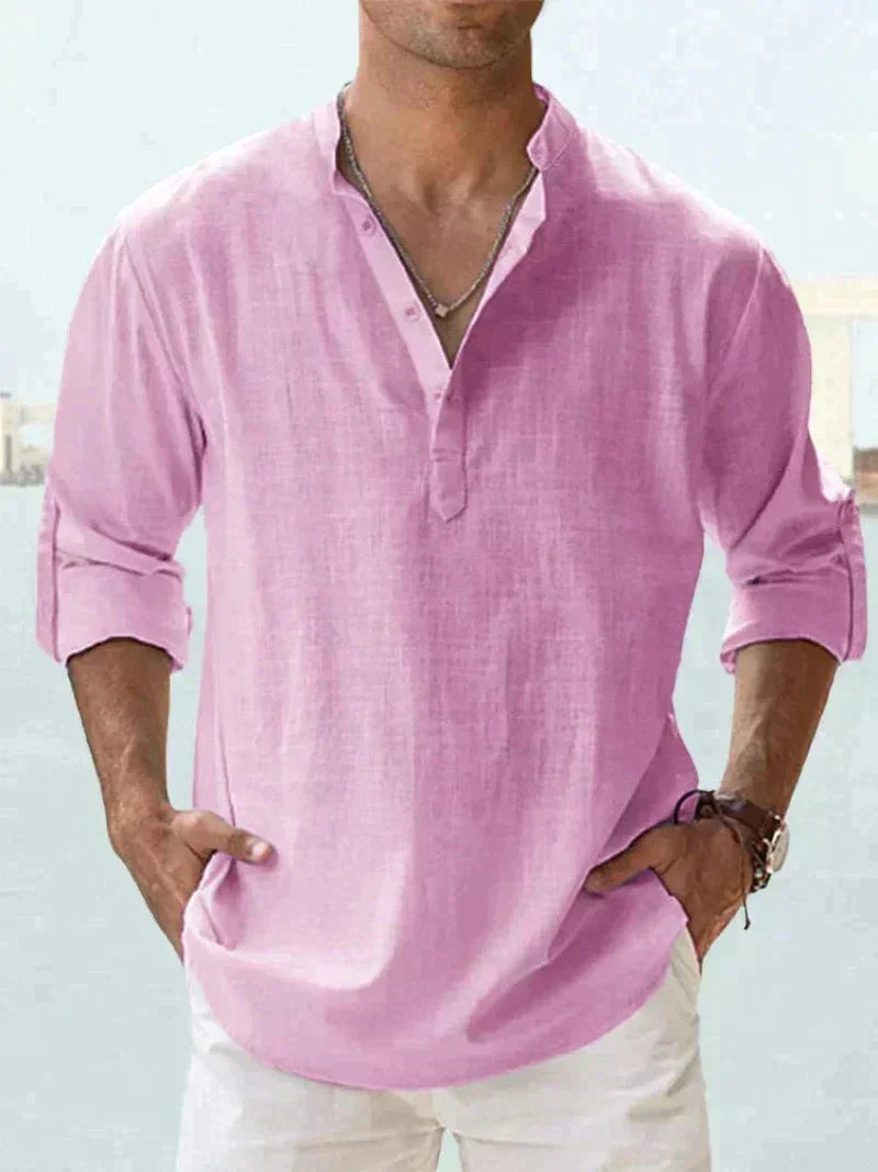 Heren linnen overhemd met lange mouwen in diverse kleuren luchtig casual shirt voor zomer en vakantie