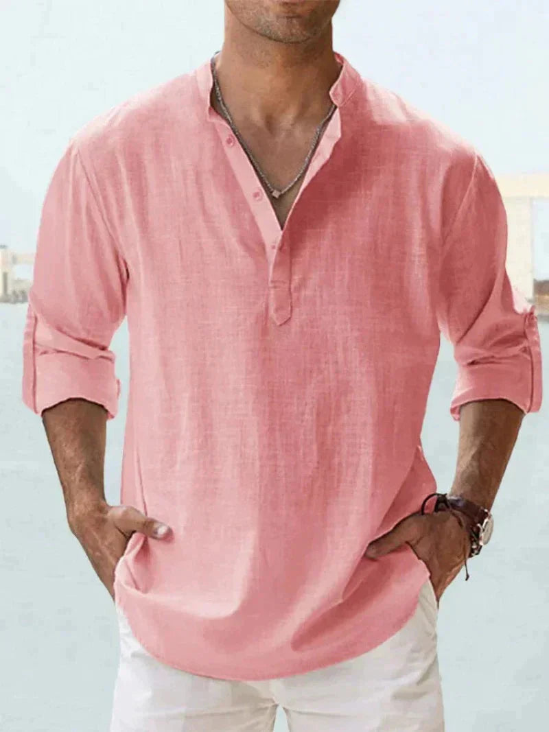 Heren linnen overhemd met lange mouwen in diverse kleuren luchtig casual shirt voor zomer en vakantie