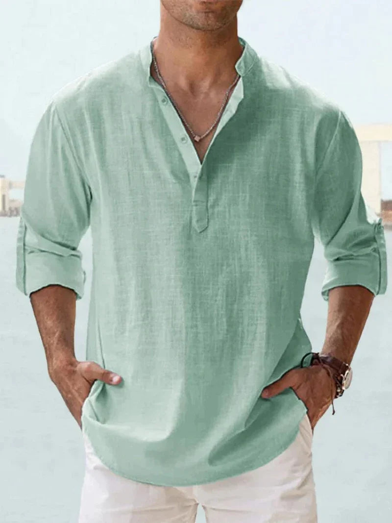 Heren linnen overhemd met lange mouwen in diverse kleuren luchtig casual shirt voor zomer en vakantie