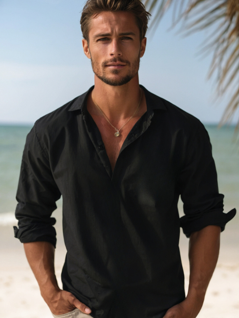 Heren linnen overhemd met lange mouwen in diverse kleuren luchtig casual shirt voor zomer en vakantie