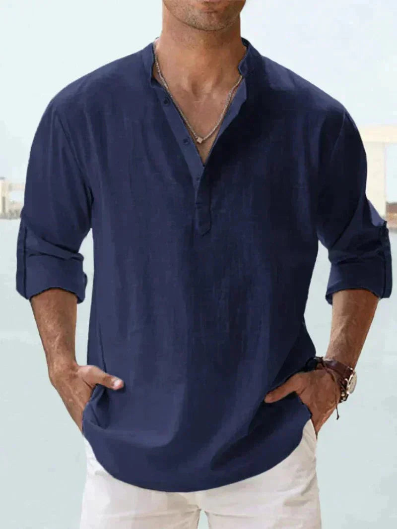 Heren linnen overhemd met lange mouwen in diverse kleuren luchtig casual shirt voor zomer en vakantie