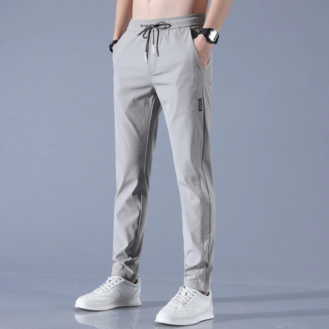 Heren nette slim fit broek met elastische taille – comfortabele casual broek voor werk en vrije tijd
