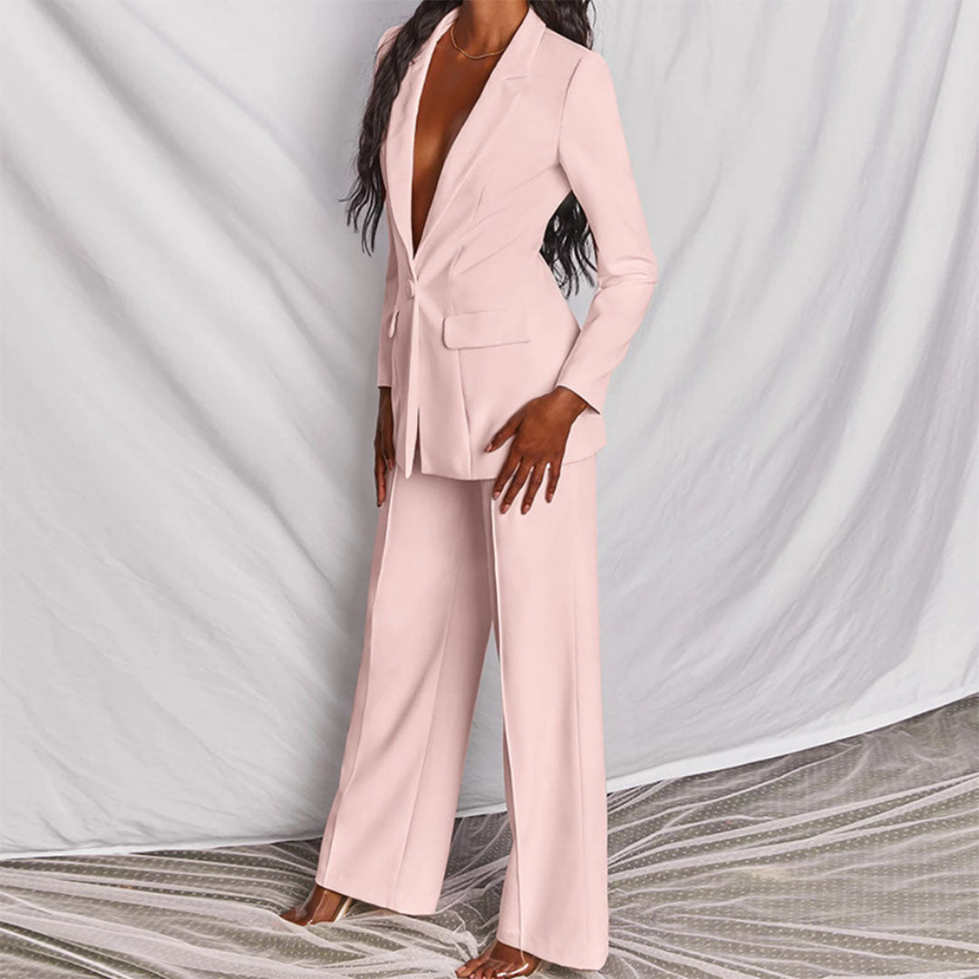 Dames blazerpak met rechte pantalon in diverse kleuren – voor een krachtige én stijlvolle look