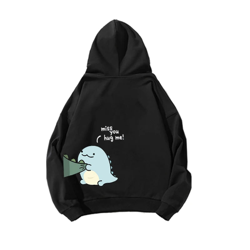 Matching hoodies voor koppels met schattige dino-print – warme unisex truien voor samen knuffelen en casual outfits