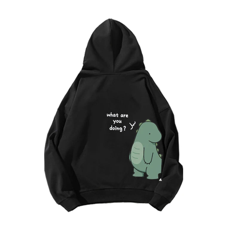 Matching hoodies voor koppels met schattige dino-print – warme unisex truien voor samen knuffelen en casual outfits