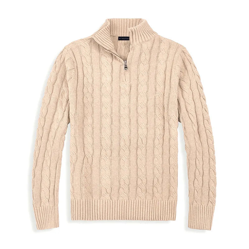 Heren trui in diverse kleuren – warme kabeltrui met halve rits en tijdloos design
