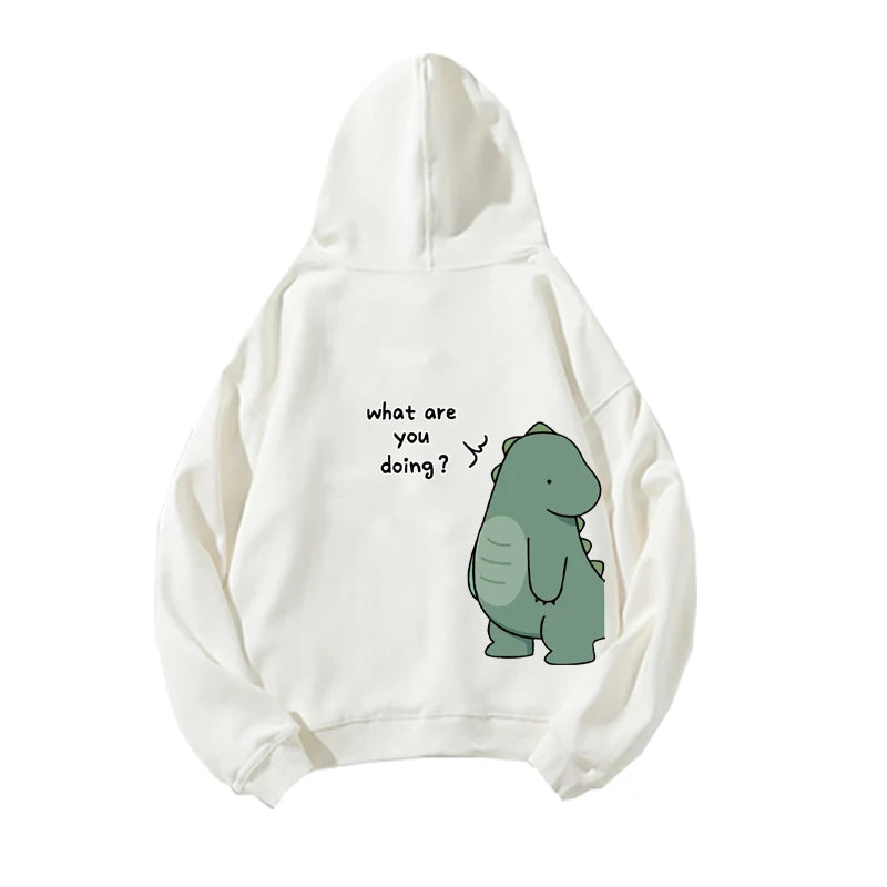 Matching hoodies voor koppels met schattige dino-print – warme unisex truien voor samen knuffelen en casual outfits