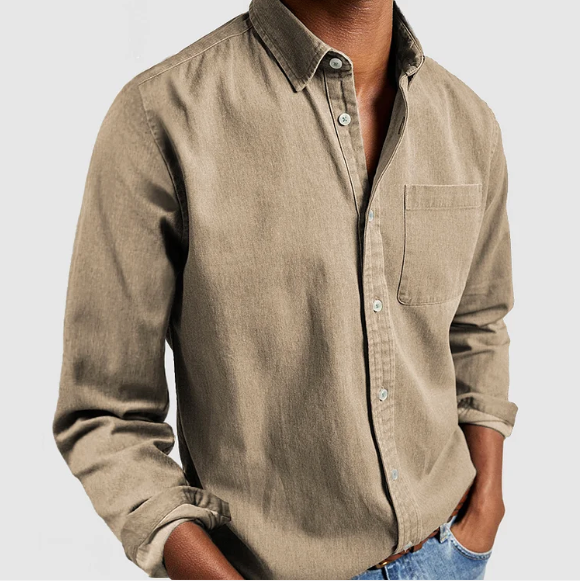 Heren overhemd van gewassen katoen in diverse kleuren – casual fit met lange mouwen