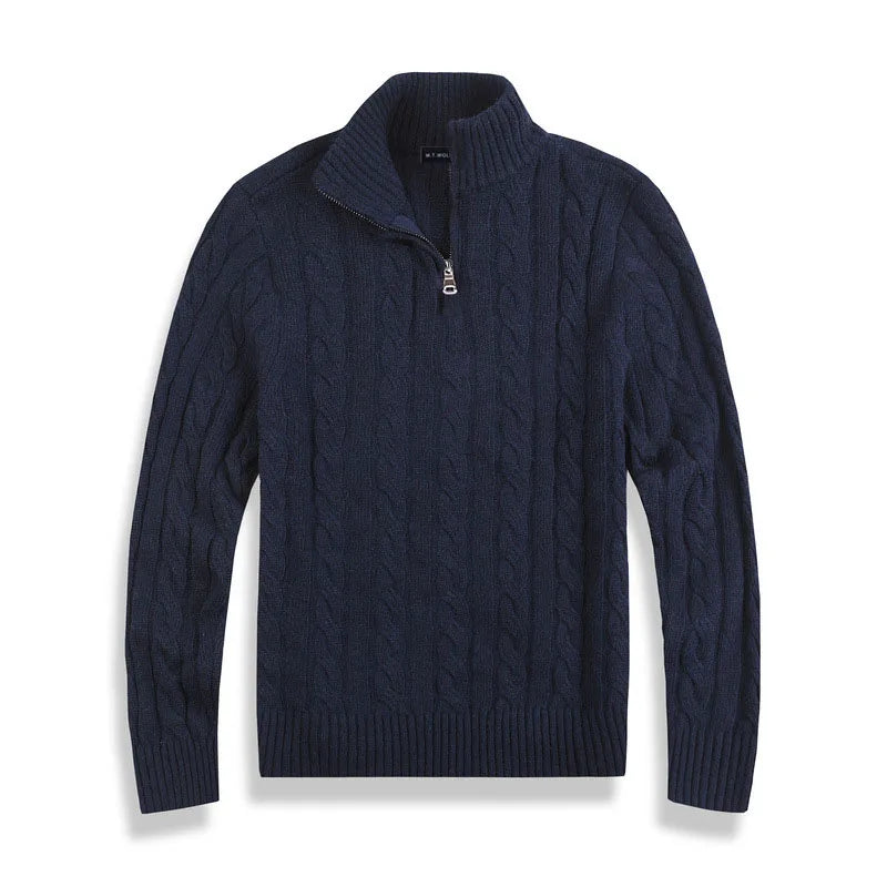 Heren trui in diverse kleuren – warme kabeltrui met halve rits en tijdloos design