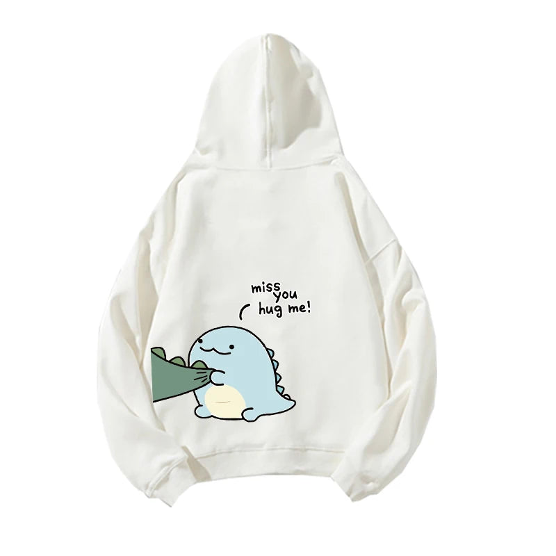 Matching hoodies voor koppels met schattige dino-print – warme unisex truien voor samen knuffelen en casual outfits
