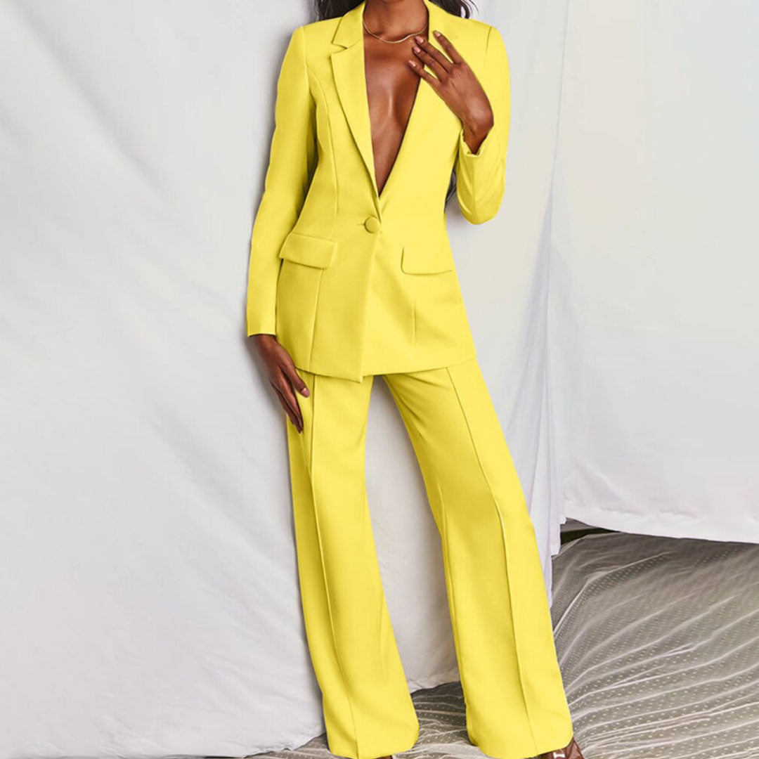 Dames blazerpak met rechte pantalon in diverse kleuren – voor een krachtige én stijlvolle look