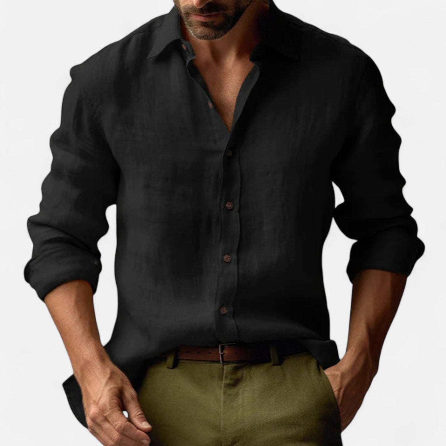 Heren linnen overhemd in diverse kleuren – luchtig zomerhemd met lange mouwen en casual fit
