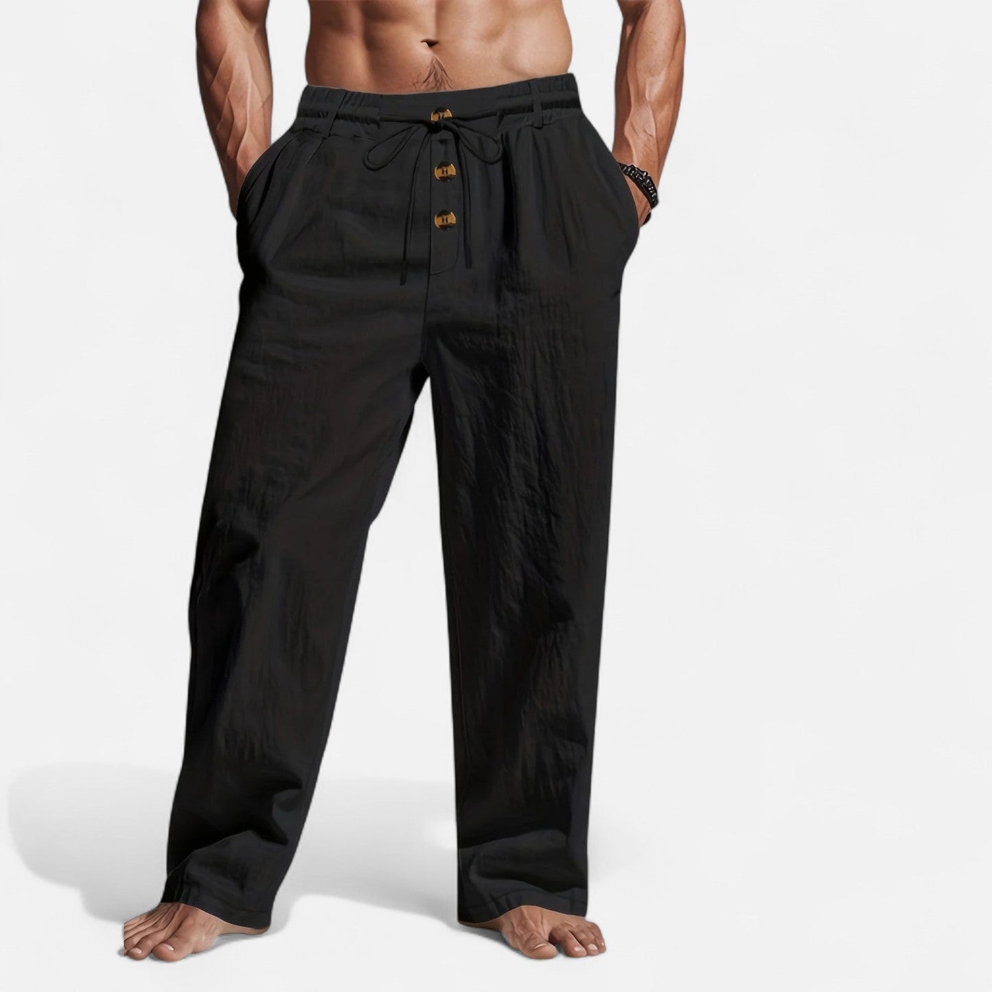 Heren linnen broek in diverse kleuren – luchtige zomerbroek met rechte pijpen en elastische taille