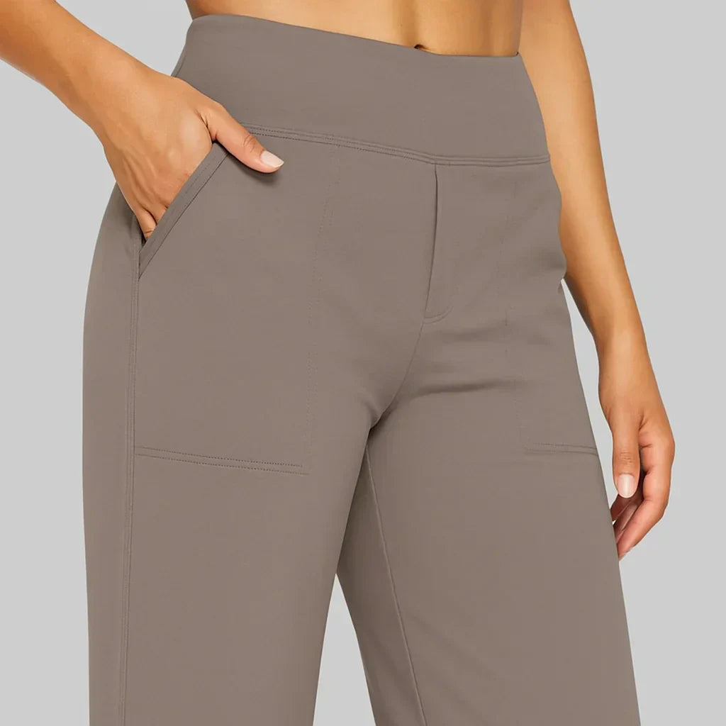 Dames nette broek met wijde pijpen – comfortabele stretch pantalon voor werk, reizen en vrije tijd in diverse kleuren
