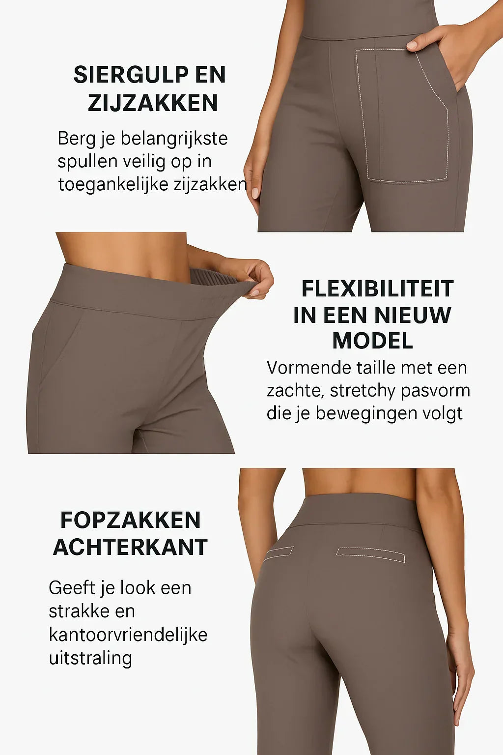 Dames nette broek met wijde pijpen – comfortabele stretch pantalon voor werk, reizen en vrije tijd in diverse kleuren
