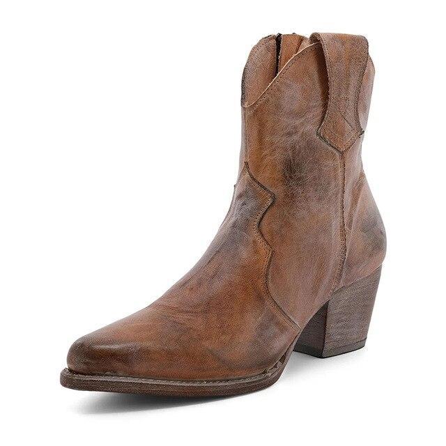 Dames enkellaarsjes in diverse kleuren – leren cowboy boots met hak voor trendy en casual looks