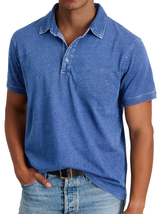 Heren polo met casual denim-look in diverse kleuren – ideaal voor lente en zomer