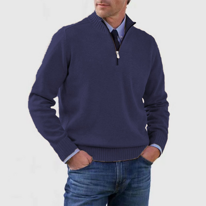 Heren trui met halve rits en opstaande kraag in diverse kleuren – comfortabele knit voor werk & weekend