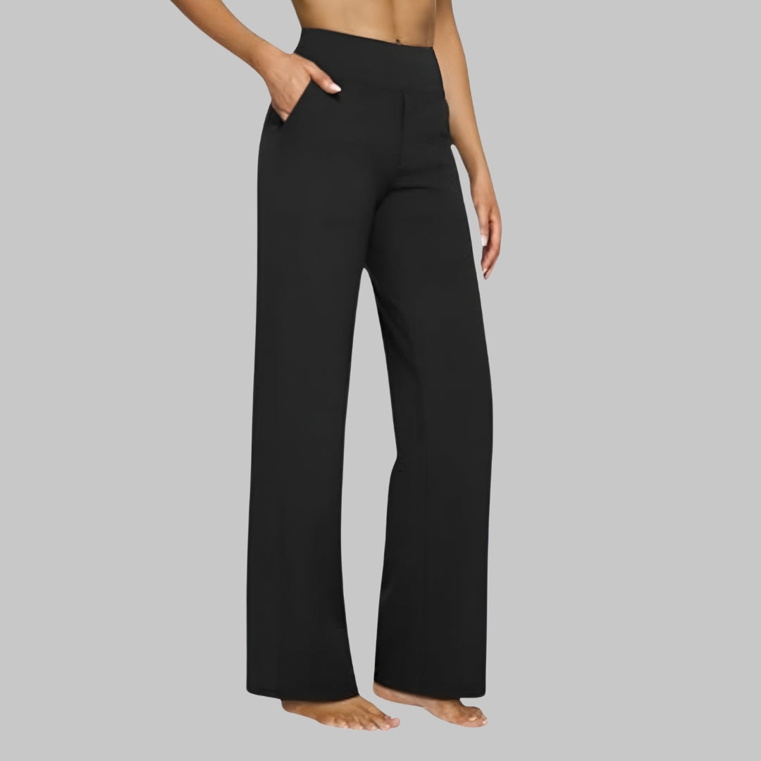 Dames nette broek met wijde pijpen – comfortabele stretch pantalon voor werk, reizen en vrije tijd in diverse kleuren
