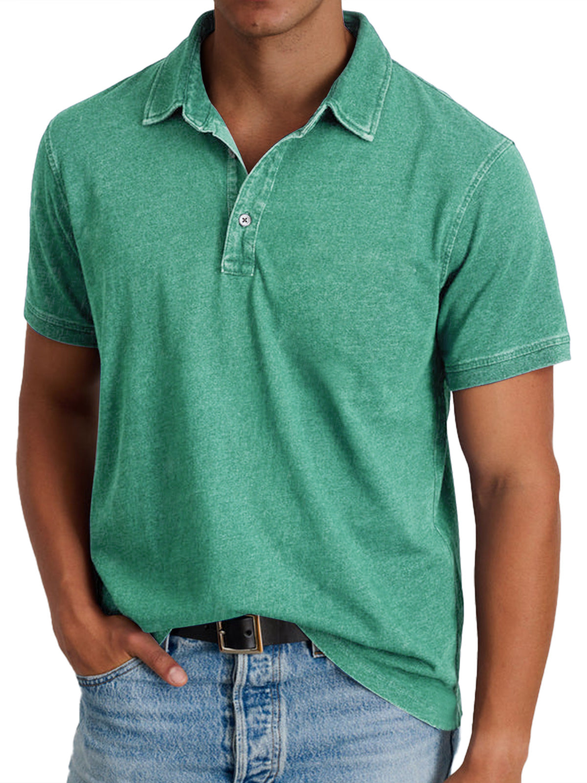 Heren polo met casual denim-look in diverse kleuren – ideaal voor lente en zomer