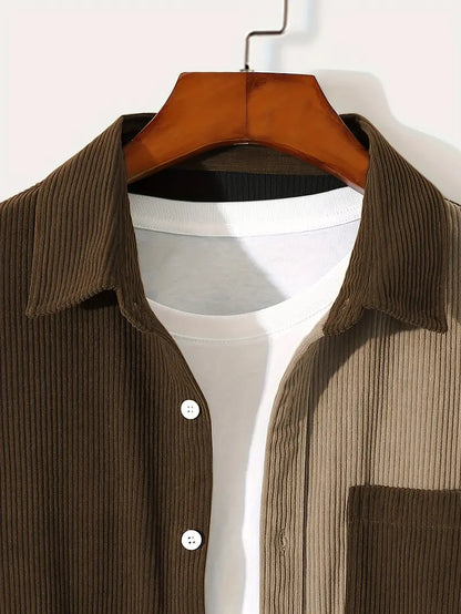 Heren jasje met trendy colorblock design en zachte ribstof – casual overshirt in moderne streetwear stijl voor elke dag