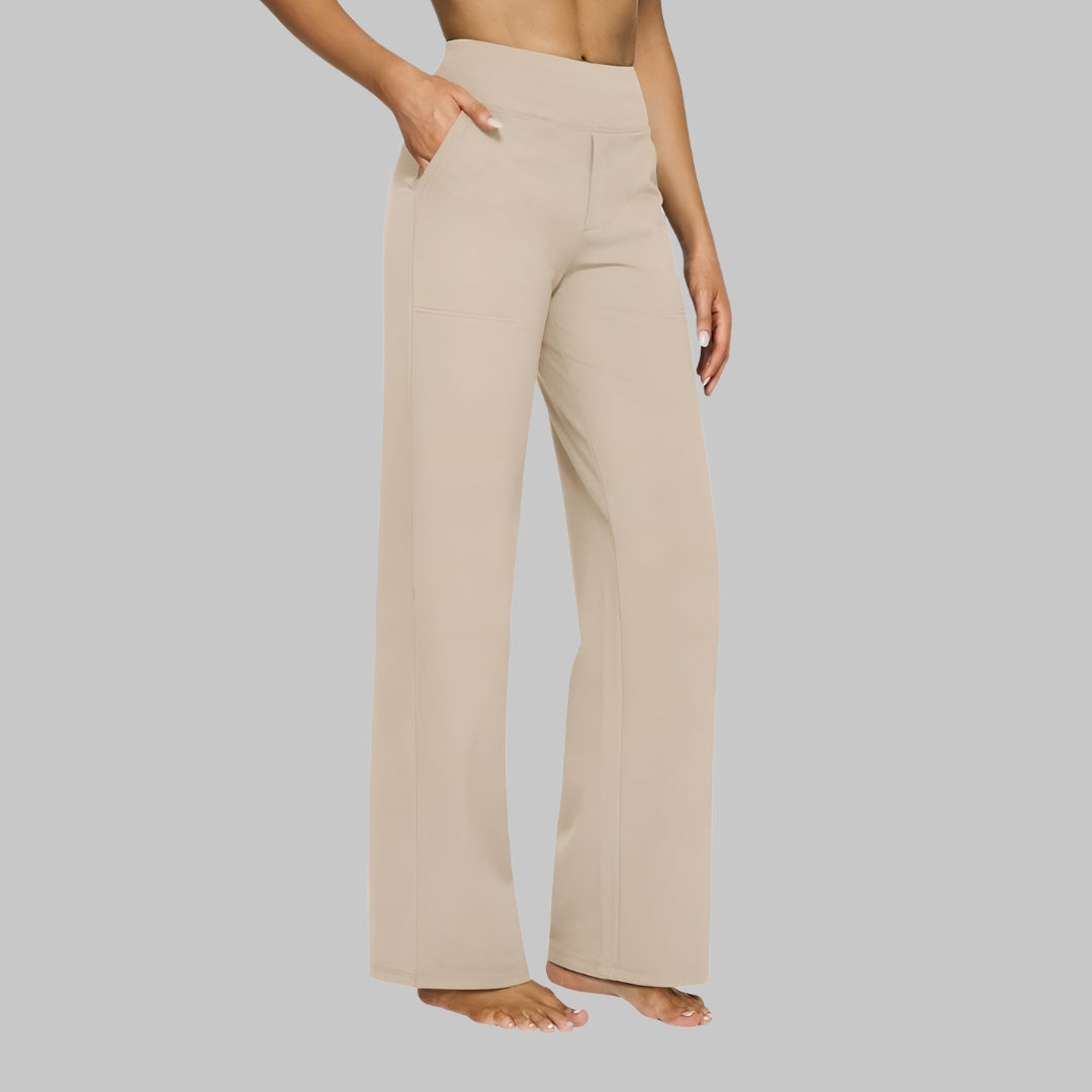 Dames nette broek met wijde pijpen – comfortabele stretch pantalon voor werk, reizen en vrije tijd in diverse kleuren
