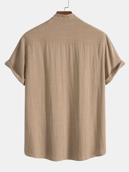 Heren overhemd in diverse kleuren – luchtig zomerhemd met korte mouwen en opstaande kraag