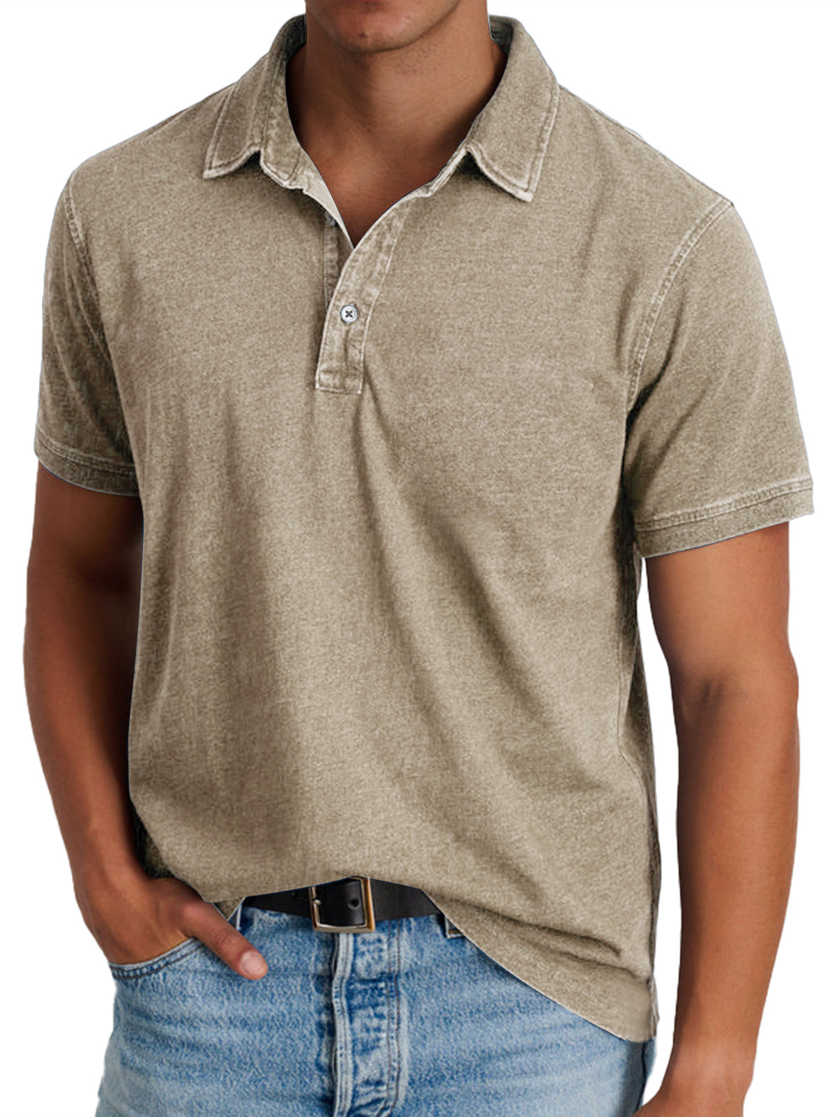 Heren polo met casual denim-look in diverse kleuren – ideaal voor lente en zomer