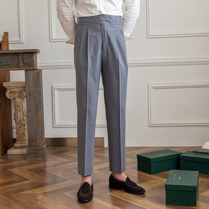 Elegante heren pantalon met hoge taille en plooien – nette zakelijke broek voor formele gelegenheden en stijlvolle outfits