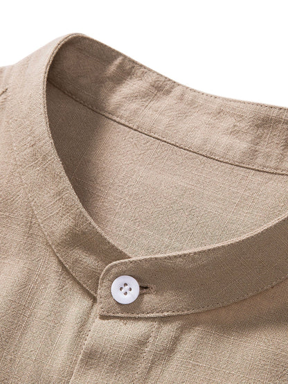 Heren overhemd in diverse kleuren – luchtig zomerhemd met korte mouwen en opstaande kraag