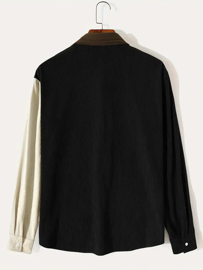 Heren jasje met trendy colorblock design en zachte ribstof – casual overshirt in moderne streetwear stijl voor elke dag
