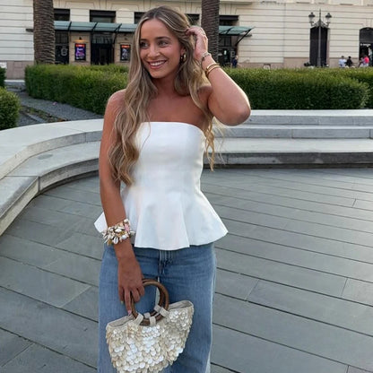 Dames top chique strapless perfect voor een zomerse avond uit of stijlvolle daglook