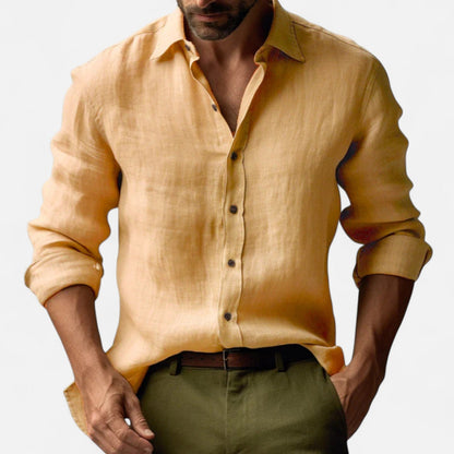 Heren linnen overhemd in diverse kleuren – luchtig zomerhemd met lange mouwen en casual fit