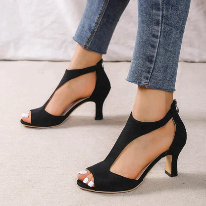 Dames elegante open hakken met uitsnede – comfortabele sandalen met hak voor feestjes, bruiloften en speciale gelegenheden