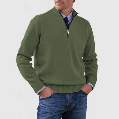 Heren trui met halve rits en opstaande kraag in diverse kleuren – comfortabele knit voor werk & weekend