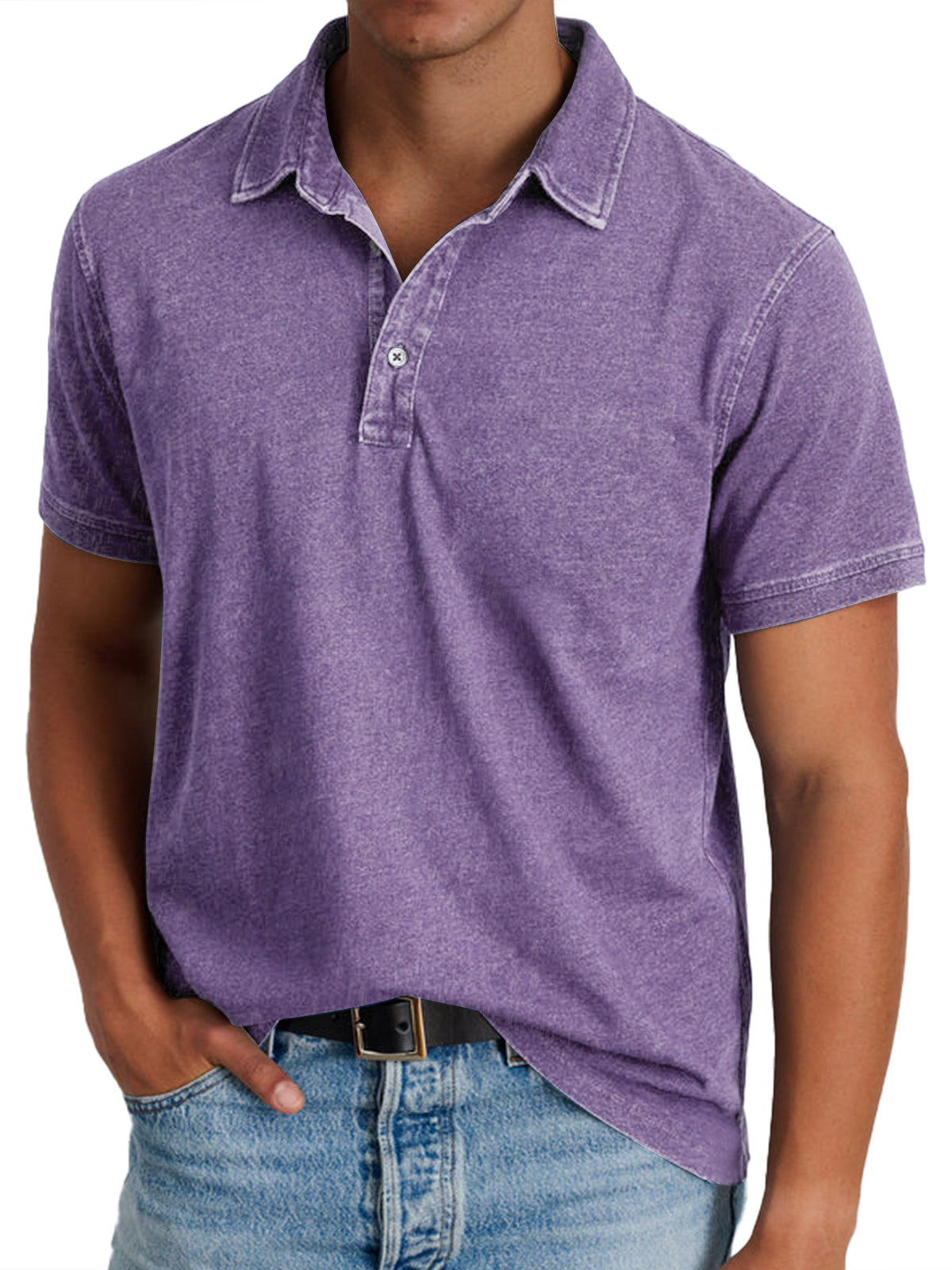 Heren polo met casual denim-look in diverse kleuren – ideaal voor lente en zomer
