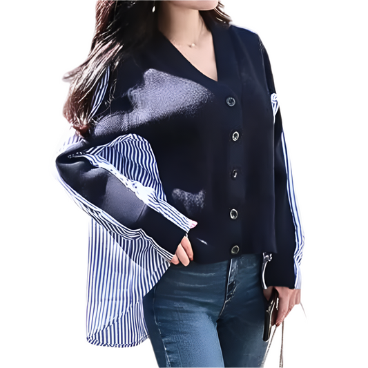 Waldora - Trendy gestreept overhemd met lange mouwen voor dames