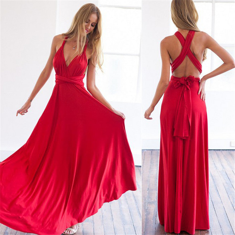 Dames lange avondjurk in diverse kleuren – elegante maxi-jurk met one shoulder of diepe V-hals