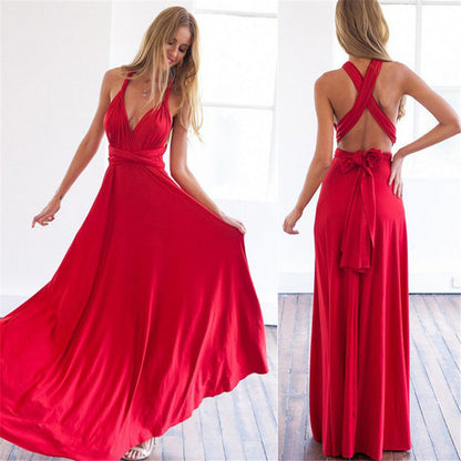 Dames lange avondjurk in diverse kleuren – elegante maxi-jurk met one shoulder of diepe V-hals