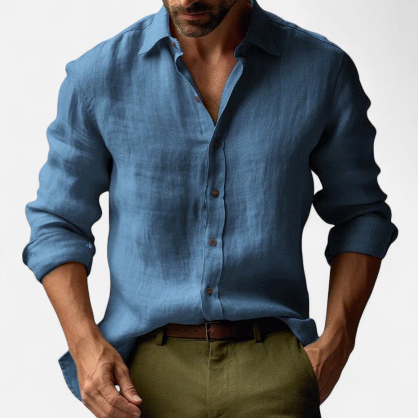 Heren linnen overhemd in diverse kleuren – luchtig zomerhemd met lange mouwen en casual fit